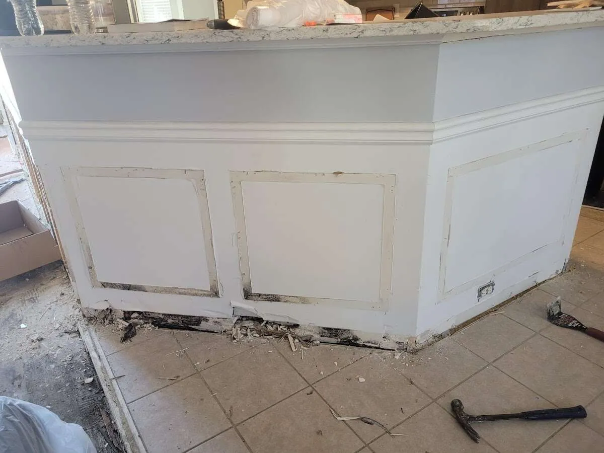 Water damage and mold on kitchen during Storm Damage Restoration in Corning